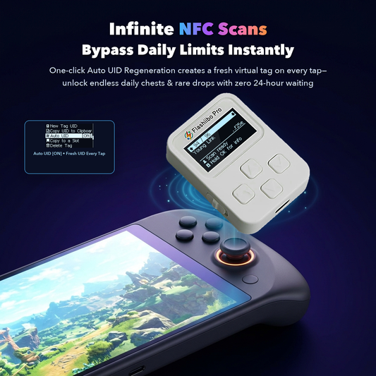 Flashiibo Pro Gen3 NFC Figure Emulator, 16MB Storage / 5000+ Files, USB Type-C Recharging, 1.4" OLED Screen, Compatible with 50+ Games on Switch, Switch Lite & Switch 2 etc., Bypass Daily Scan Limit